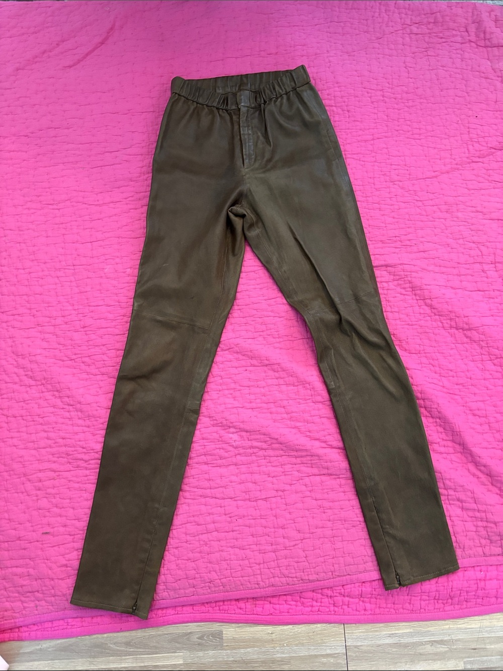 Isabel Marant Brown Leather Slim pants, XS